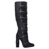 Tom Ford Ponyhair Leather Cage Trim Block Heeled Boots In Black