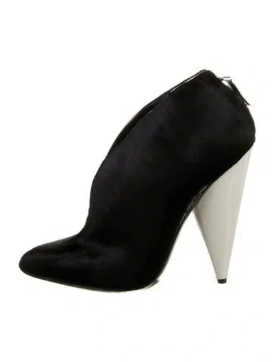 Pre-owned Tom Ford Ponyhair Leather Trim Embellishment Boots In Black