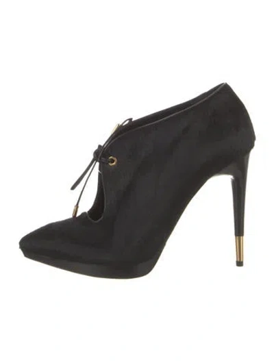 Pre-owned Tom Ford Ponyhair Leather Trim Embellishment Pumps In Black
