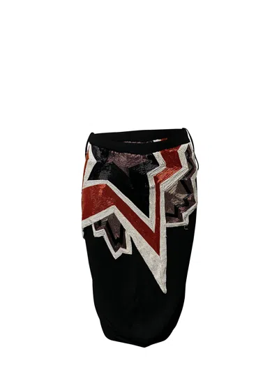 Tom Ford Pop Art Bead Embellished Midi Skirt In Black Polyamide