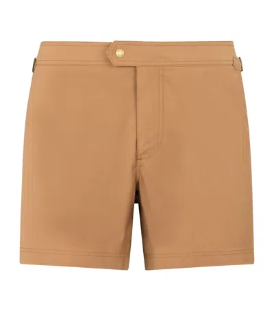 Tom Ford Poplin Swim Shorts In Beige