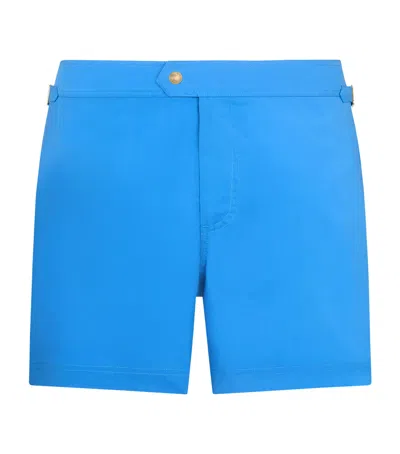 Tom Ford Poplin Swim Shorts In Blue