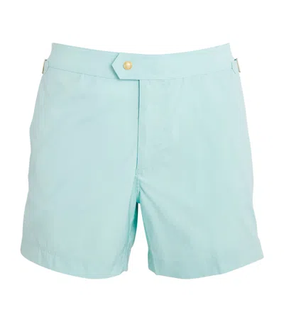 Tom Ford Poplin Swim Shorts In Blue