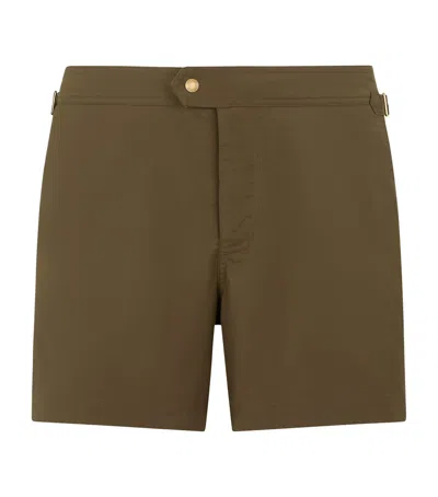 Tom Ford Poplin Swim Shorts In Green