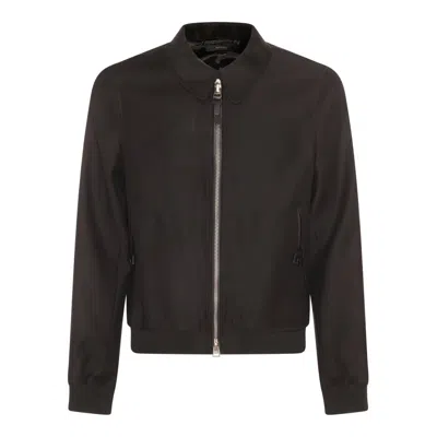 Tom Ford Poplin Zipped Shirt Jacket In Black