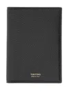 Tom Ford Black Soft Grain Leather T Line Passport Holder In Black