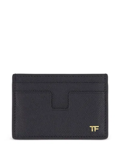 Tom Ford Classic Hammered Leather Cardholder In Blue