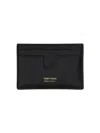 Tom Ford Black T Line Card-holder With Gold-colored Embossed Logo In Grainy Leather Man