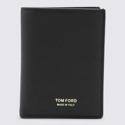 Tom Ford Black Card Holder With Embossed Logo Lettering On The Front In Grained Leather Man