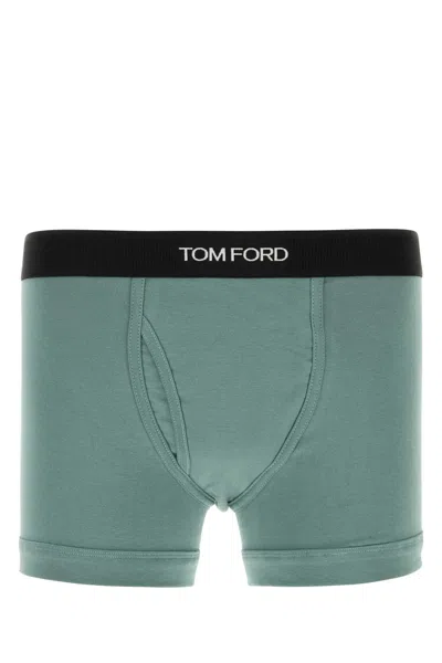 Tom Ford Powder Blue Stretch Cotton Boxer In Green