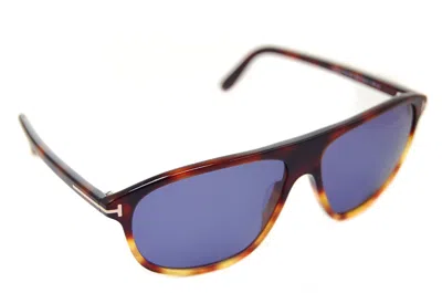 Pre-owned Tom Ford Prescott Mens Sunglasses Tf1027 56v 60mm Large Square Brown Havana Blue