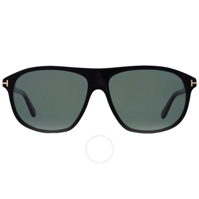 Tom Ford Prescott Polarized Green Navigator Men's Sunglasses Ft1027 01r 60 In Black / Green
