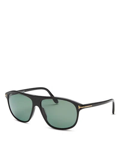 Tom Ford Prescott Square Sunglasses, 60mm In Black/green