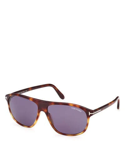 Tom Ford Prescott Square Sunglasses, 60mm In Havana/purple Solid