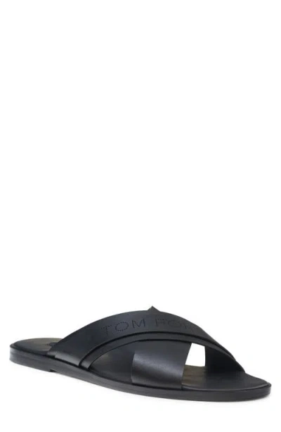 TOM FORD TOM FORD PRESTON LEATHER SLIDE SANDAL