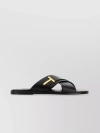 TOM FORD PRESTON LEATHER SLIPPERS WITH OPEN TOE AND CROSS STRAPS