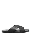 Tom Ford Mens Preston Crossover-strap Leather Sandals Blac In Black
