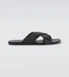 Tom Ford Mens Preston Crossover-strap Leather Sandals Blac In Black