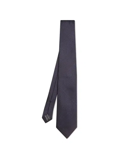 Tom Ford Prince Of Wales Check Silk Tie In Blue