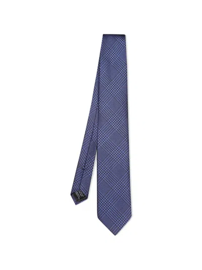 Tom Ford Prince Of Wales Check Tie In Blue