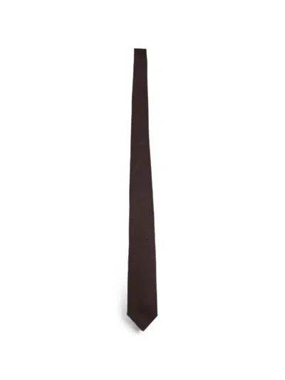 Tom Ford Prince Of Wales Check-pattern Tie In Brown