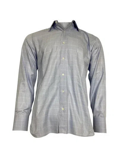 Pre-owned Tom Ford Prince-of-wales Long-sleeve Shirt In Blue