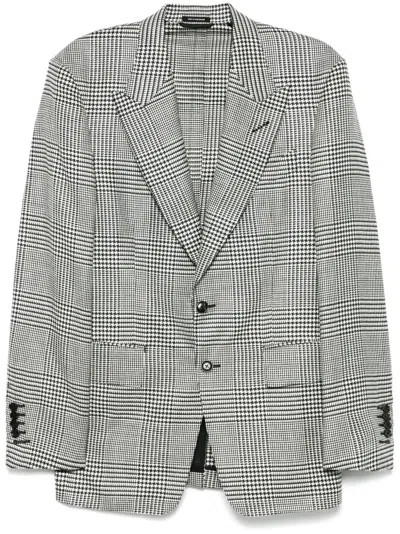 Tom Ford Prince Of Wales-pattern Blazer In Black