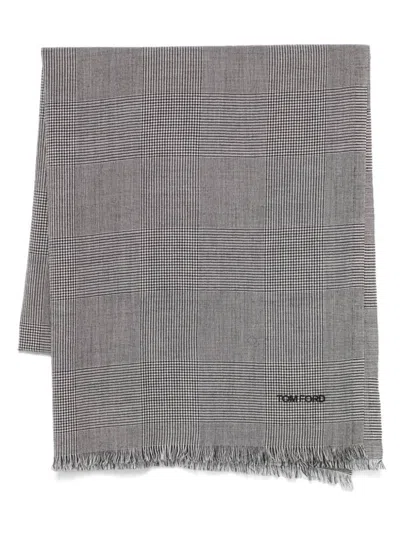 Tom Ford Prince Of Wales Scarf In Black