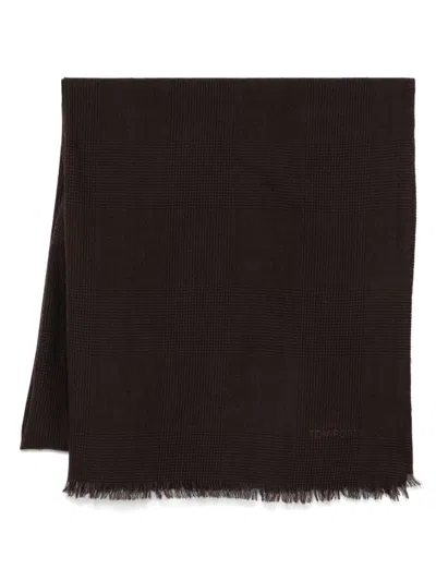 Tom Ford Prince Of Wales Scarf In Brown