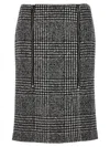 Tom Ford High-waisted Knee-length Fitted Houndstooth Skirt In White/black