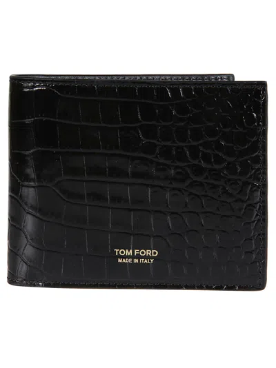 Tom Ford Printed Alligator Bifold Wallet In Black