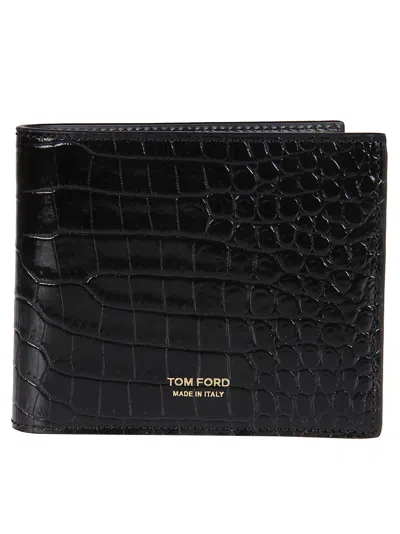 Tom Ford Printed Alligator Classic Bifold Wallet In Black