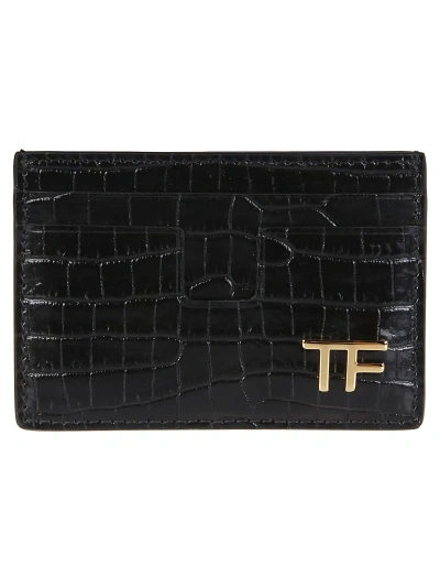 Tom Ford Printed Alligator Classic Credit Card Holder In Black