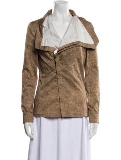 Pre-owned Tom Ford Printed Biker Jacket In Brown