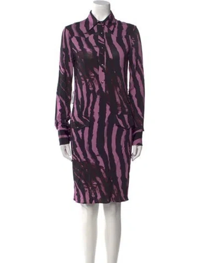 Pre-owned Tom Ford Printed Knee-length Dress In Purple