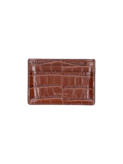 Tom Ford Printed Leather Card Holder In Brown
