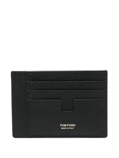 Tom Ford Printed Leather Cash Card Holder In Black