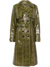 Tom Ford Ayers Snakeskin-print Belted Goat Leather Trench Coat In Green