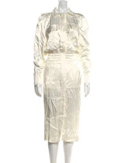 Pre-owned Tom Ford Printed Long Dress In White