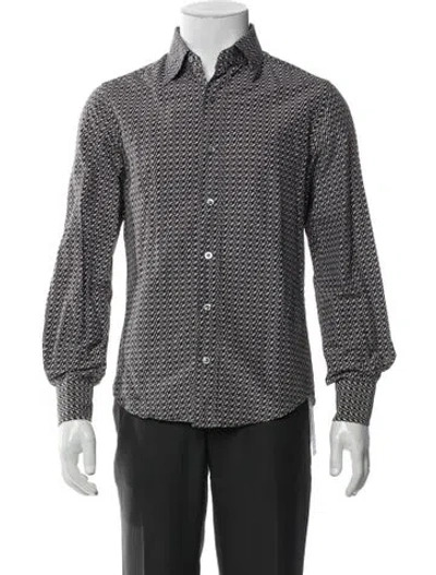 Pre-owned Tom Ford Printed Long Sleeve Denim Shirt In Black
