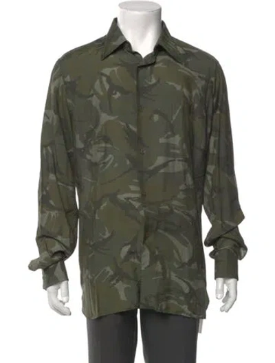 Pre-owned Tom Ford Printed Long Sleeve Shirt In Green