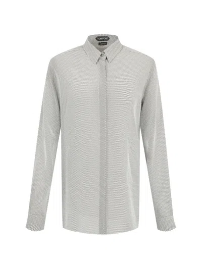 Tom Ford Printed Long-sleeve Shirt In Gray