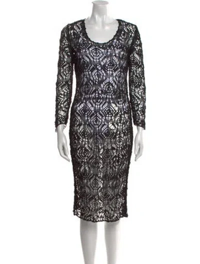 Pre-owned Tom Ford Printed Midi Length Dress W/ Tags In Black