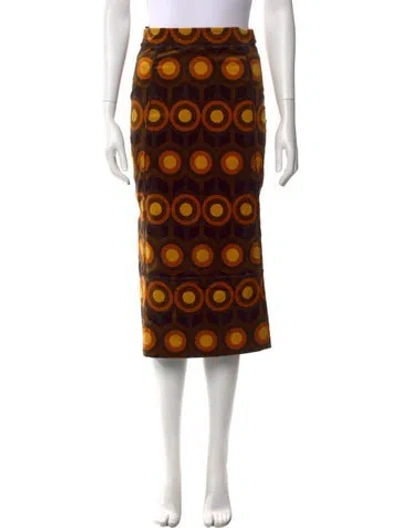 Pre-owned Tom Ford Printed Midi Length Skirt In Brown