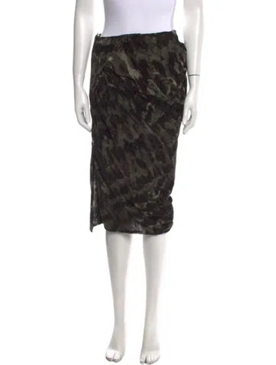 Pre-owned Tom Ford Printed Midi Length Skirt In Green
