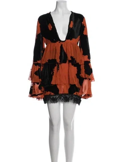 Pre-owned Tom Ford Printed Mini Dress In Orange