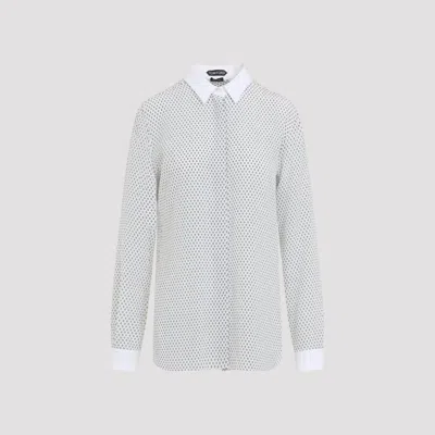 Tom Ford Printed Mulberry Silk Shirt For Women In White