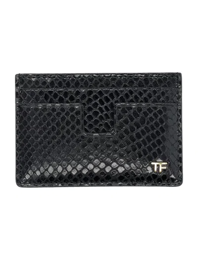 Tom Ford T-line Leather Cardholder In Black