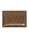 Tom Ford Phyton-print Leather Card Holder In Oak Beige