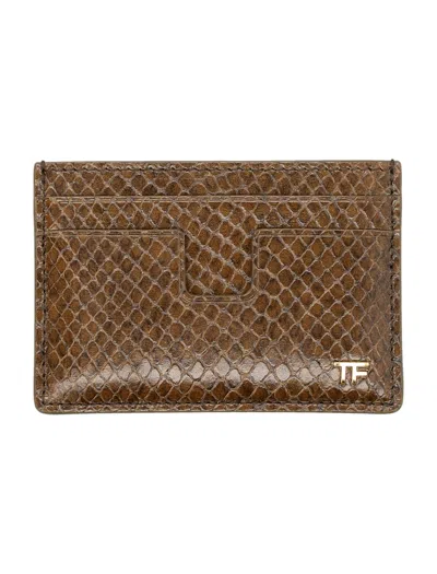 Tom Ford T Line Card Holder In Brown